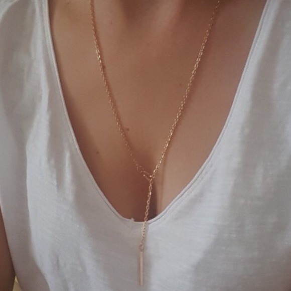 Circle And Bar Closure Lariat Necklace - Picture 2 of 5